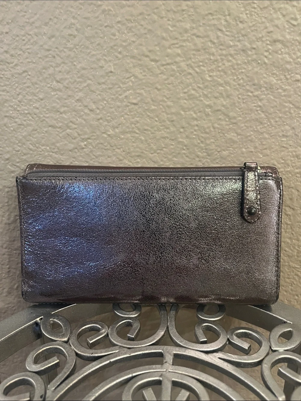 Coach Iridescent Metallic Wallet with Checkbook Cover